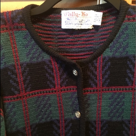 Vintage Tally-Ho Black, Blue, Green & Red Sweater - Picture 3 of 8